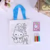 Regalos de Actividad Festiva para Niños de Preescolar Bolsa de Graffiti Dibujada a Mano con Dibujos Animados Bolsa de Lienzo de Coloración DIY Dibujada a Mano Almacenamiento