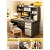 Escritorio con estantería, mesa integrada para estudiantes y uso doméstico, escritorio de escritura para dormitorio, montado en la pared con cajones, estantería, escritorio de oficina para computadora para adultos