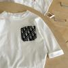 Camiseta Infantil de Manga Comprida Outono Meninos Estilo Japonês Floral Letra t Bebê Elegante Camiseta Básica Infantil Top Transfronteiriço