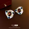 Pendientes Vintage de Segunda Mano Aguja de Plata Plisado Corazón Rojo Pendientes de Metal Pendientes Personalizados Retro Fabricante Venta al por Mayor