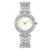 Reloj superventas transfronterizo: Elegante reloj de mujer con incrustaciones de diamantes y números romanos, reloj de cuarzo con cristal, reloj estilo pulsera