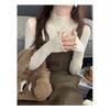 Top Básico Tricot Colorido Dopamina 25 Outono e Inverno Novo Gola Alta Malha Slim Malha de Manga Longa Top