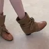 Botas de vaquero western de estilo retro con punta redonda, patchwork, cordones y lazo para mujer, nueva colección otoño 2026, con diseño interior para aumentar la altura para un efecto adelgazante, botines