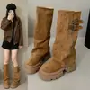 Botas altas versión 2026, botas de caña, botas de caballero, adelgazantes y que aumentan la altura, botas altas de cuero suave, nuevo estilo para mujeres menudas con rodillas apiladas