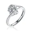 Anillo de Diamantes de Lujo Ligero Caliente Transfronterizo para Mujer Moda Clásico Anillo de Seis Garras Un Quilate Anillo de Boda Anillo Ajustable para Pareja