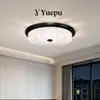 Luz de Techo para Dormitorio 6 Nuevo Marco Negro Estilo Italiano Minimalista Lujo Ligero Cristal Redondo Espectro Completo Protección Ocular Iluminación de Habitación Hierro