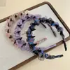[Gradiente Colorido] Diadema de Malla Plisada Súper Hada con Forma de Ola para Mujer, Verano, Dentada Antideslizante, Diadema Alta para Cráneo