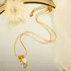 Chapado en oro real collar de perlas francés retro para mujer transfronterizo nuevo diseño simple de nicho cadena para la clavícula venta al por mayor