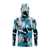 Camisa de Pesca Masculina com Capuz Camiseta de Pesca de Manga Longa Roupas de Pesca Anti-UV Fina Pronta com Capuz de Seda