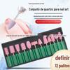 Broca de quartzo para unha cabeça de moagem de cerâmica rosa conjunto de cabeça de moagem anel de moagem para nail art 12 cabeças de moagem de quartzo