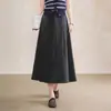 Falda de Mujer Gris de Moda Diseño Primavera 2026 Cintura Alta Adelgazante Fluida Cubre Cadera Falda de Dobladillo Amplio Falda de Paraguas de Longitud Media
