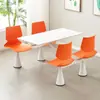 Mesa y Sillas Integradas para Comedor, Área de Comedor para Personal de Comedor Escolar, Mesa de Comedor Impermeable Integrada de Cuatro Plazas para Restaurante