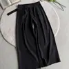 Fornecimento exclusivo transfronteiriço Calça Kendo ocidental de perna larga listrada em A Drapê Seda lisa Três cores Para o trabalho Estilo Old money Calça casual