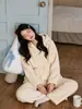 Pijama Espeso Estilo Coreano Nuevo Estilo Cremallera Estilo Perezoso con Capucha Acolchada Ropa de Abrigo Cálida de Invierno para Mujer Ropa de Casa