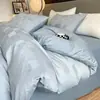 Juego de cuatro piezas de jacquard de algodón de fibra larga de lujo ligero de alta gama, sábana de algodón puro, funda de edredón, sábana bajera, ropa de cama para hotel y casa de huéspedes