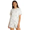 Pajama26 nuevo pijama cruzado para mujer, conjunto de shorts de manga corta estampados con cuello redondo, conjunto de ropa de casa de comercio exterior
