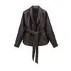 Comercio Exterior Transfronterizo de Aliexpress Nueva Chaqueta de Cuero de Estilo Francés 2026 Primavera y Otoño con Cinturón, Abrigo de Mujer Versátil y Adelgazante