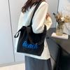 Bolso de lona de verano estilo coreano, nuevo, de gran capacidad, para compras, para ir al trabajo, con cordón y letras sencillas.