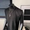 Regata Ribana Branca Pesada para Homem, Camiseta Sem Manga Estilo Americano de Verão, Regata Fitness, Camisa Sem Manga Fresca e Respirável