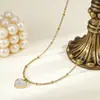 Colar Coração com Pedras de Diamante Banhado a Ouro 18K em Aço Inoxidável, Estilo Coreano Tendência Leve Luxo Estilo Ins para Mulheres, Pulseira Versátil