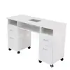 Mesa de Manicure Customizada de Fábrica Hongzi com Ventilador Embutido, Gaveta, Rodízios Giratórios, Mesa de Manicure Móvel Branca