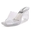 Sandalias de tacón alto europeas y americanas con tiras transparentes, sexys y versátiles para el uso diario, zapatos estilo romano, venta al por mayor transfronteriza en AliExpress
