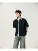 Fabricante Original Camisa de Manga Curta Patchwork Xadrez Estilo Americano para Homens, Marca Tendência de Verão, Camisa Versátil Solta Retro Falsa de Duas Peças