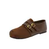 Zapatos planos retro de ante estilo Birkenstock para mujer, nueva colección otoño 2026, estilo Mary Jane, mocasines, planos de media caña con una sola tira
