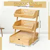 Estante de madera para almacenar frutas, caja para snacks y pan de cocina, estante de madera maciza de tres niveles para verduras, organizador de cápsulas de café