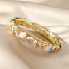 Pulseira vintage de esmalte cloisonné oca em formato de folha de ginkgo, pulseira de esmalte dupla camada dourada autêntica, da moda, antiga, para mulheres