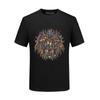 Cabeça de leão mercerizado algodão T-shirt masculina manga curta strass moda casual plus size T-shirt Slim bottoming camisa homens