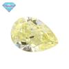 Huagang Gem 9A Em forma de pêra Ice Flower Cut Goose Amarelo Alto Carbono Diamante Em forma de gota Zircon CZ Anel de pedra nua Principal Atacado