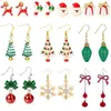 Brincos de Natal Laço Sino Liga Árvore de Natal Papai Noel Conjunto Combinado Brincos de Natal