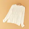 Nueva colección de otoño e invierno: Camiseta básica de cuello redondo para mujer, estilo coreano, ligera y cálida, manga larga, color liso, suave y cómoda, corte favorecedor, perfecta para usar en capas