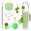 Conjunto de 7 peças tampa de copo decorativa com canudo conjunto de copos corrente para copo série de desenhos animados ins pingente de chave pingente de bola de pelúcia etsy