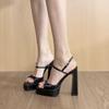 Sandalias de Plataforma Impermeables con Tacón Ultra Alto Sexy Estilo Europeo y Americano para Mujer 2026 Nuevo Estilo Chica Caliente Punta Cuadrada Peep-Toe Tacones Altos