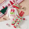 Conjunto Navideño para Bebé Manga Larga Body con Pajarita Overol Estampado de Dinosaurios por Todas Partes Gorro En Stock Conjunto de Tres Piezas para Recién Nacido