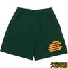 Shorts esportivos americanos para comércio exterior transfronteiriço, modelo Bird's Eye, secagem rápida, respiráveis, ideais para fitness, corrida e exercícios, com modelagem solta até o joelho e quatro pontos de ajuste.