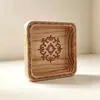 Bandeja de bocadillos para el hogar de estilo étnico, artículos para bodas, plato de frutas, decoración de madera, adorno para inauguración de casa, cuenco de madera con patrón creativo mongol