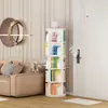 Estante Giratória 360 Graus Móvel de Chão Decoração Estudantil Prateleira de Armazenamento de Livros Ilustrados Casa Armazenamento de Livros Infantis