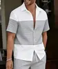 Camisa de manga corta a rayas contrastantes estilo hawaiano para hombre, camisa casual de playa, fábrica de origen, dropshipping
