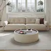 Mesa de Centro Redonda Estilo Cream Francês Sala de Estar Uso Doméstico Designer Criativo Luxo Leve Sensação de Alto Padrão Organização de Armazenamento Mesa de Chá