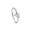 Anel de Zircônia Estrela de Quatro Pontas Branca Modelo Novo 2026 Anel para Dedo Indicador para Mulheres, Luxo Leve Esmaltado com Diamantes Triturados, Anel Estrela Cruzada