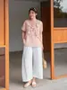 Pantalones Curvos Tallas Grandes ALINDM para Mujer, Pantalones de Verano Finos de Nueve Puntos, Pantalones Casuales Rectos Holgados