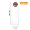 Botella de vidrio sin plomo con tapón de corcho redondo, frasco sellado de vidrio de borosilicato alto con tapa, frasco sellado de vidrio transparente redondo