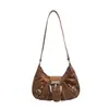 Bolso punk con remaches para motocicleta, bolso de axila estilo biker, bolso cruzado retro moderno europeo y americano para mujer, bolso de hombro y2k