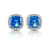 Venta en vivo flash color transparente tesoro flor de hielo tallado bolsa cuadrada princesa aretes moda transfronteriza europea y americana aretes de diamante de alto carbono