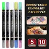 Plumón de Tatuaje Corporal de Doble Punta y Doble Color, Plumón Metálico para Piel con Punta Suave, Plumón para Tatuaje Temporal Removible