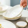 Sencillo Estilo Europeo Cerámica con Hilo de Oro Vajilla Tazones y Platos Jingdezhen Pintado a Mano Oro Hotel y Hogar Juego de Tazones y Platos DIY