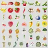 50 Peças Adesivos de Grafite de Frutas e Legumes em Aquarela Desenho Animado Adesivos Criativos de Frutas Adesivo Decorativo à Prova d'Água para Copo d'Água Celular Wh